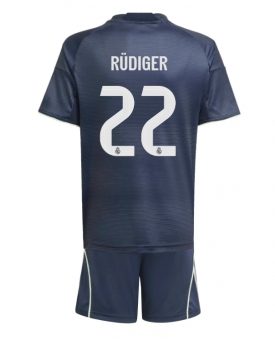 Real Madrid Antonio Rudiger #22 Maglia Gara Trasferta Repliche 2025-26 Bambino Maniche Corte Real Madrid Antonio Rudiger #22 Maglia Gara Trasferta Repliche 2025-26 Bambino Maniche Corte